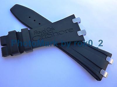 AUDEMARS PIGUET ROYAL OAK OFFSHORE 28mm X 18mm RUBBER STRAP Band S/S PLOTS LINKS