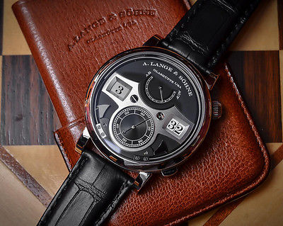 A. Lange & Sohne Zeitwerk Striking Time 44.2mm 18ktWhite Gold Black Dial 145.029