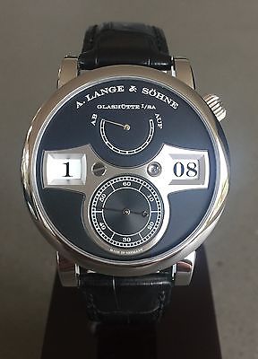 A.LANGE & SOHNE ZEITWERK 18K WHITE GOLD BLACK DIAL REF 140.029 BRAND NEW