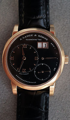 A. Lange & Sohne Lange 1 Ref 101.031 18K Rose Gold Black Dial Box & Papers Red