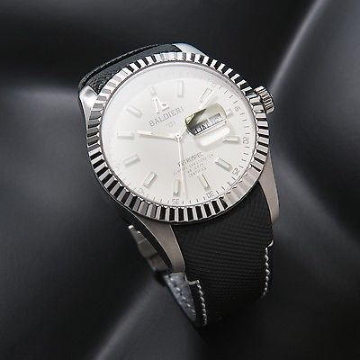 LUXURY WATCH ALESSANDRO BALDIERI  SWISS 45MM  STAINLESS STEEL .AGED WHITE NEW