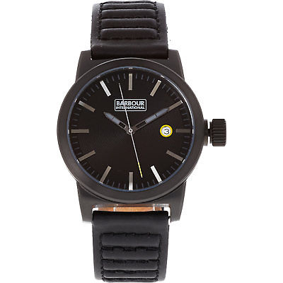 New Genuine BARBOUR INTERNATIONAL Halsted BB024BKBK Black Leather Watch Gift