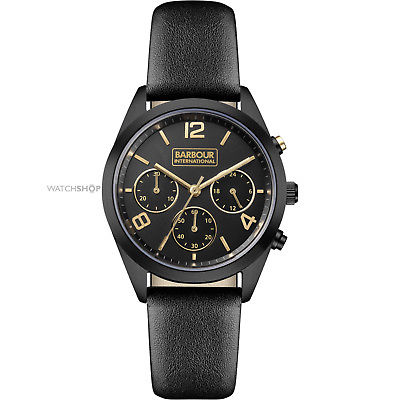 New Ladies BARBOUR INTERNATIONAL Cleadon BB012BKBK Chrono Leather Watch RRP�215