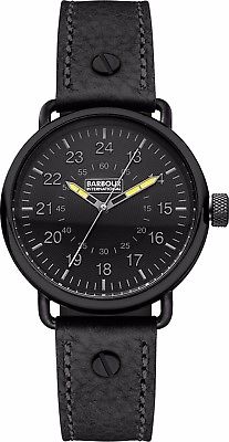 Barbour BB022BKBK Mens International Fowler Black Leather Strap Watch