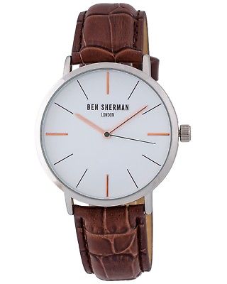 Ben Sherman WB054BR Men's Quartz Watch White Dial Stainless Steel Leather Band