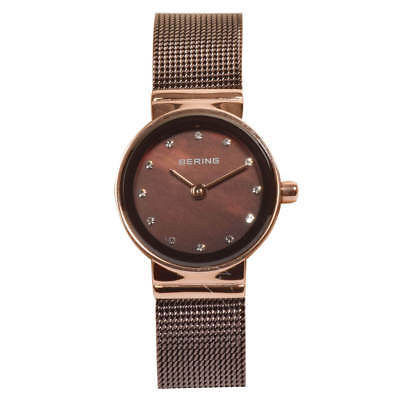 Bering 10122-265 Women's Classic MOP Dial Brown Mesh Bracelet Watch