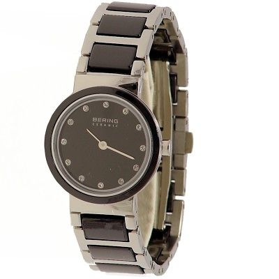 Bering Women's 10725-742 Stainless Steel Silver/Ceramic Black Analog Watch