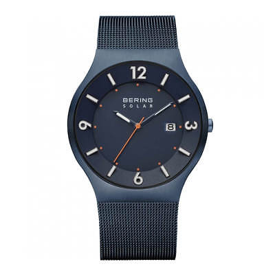 Bering 14440-393 Men's Solar Blue Dial Blue Mesh Bracelet Watch