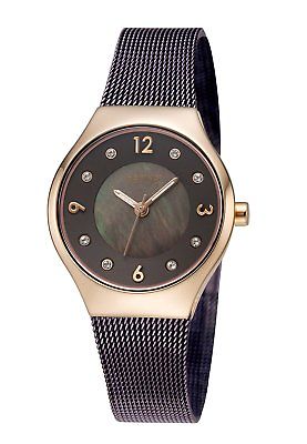 Bering Solar MOP Dial Mesh Band Stainless Steel Womens Watch 14427-004