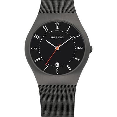 Bering Men's 37mm Grey Steel Bracelet Titanium Case Quartz Watch 11937-377