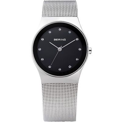BRAND NEW BERING 12927-002 WOMEN'S BLACK DIAL MESH BAND 27MM CLASSIC WATCH NWT!!