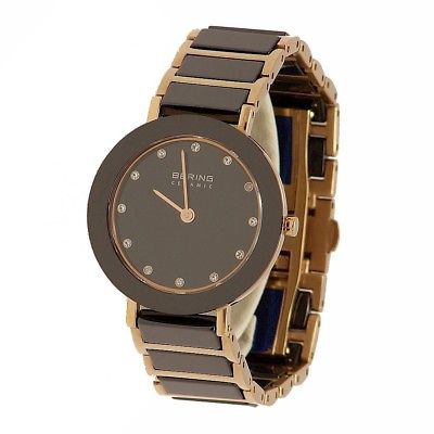 Bering Women's 11429-746 Stainless Steel Rose Gold/Ceramic Black Analog Watch