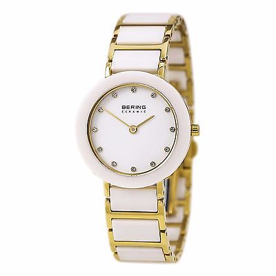 BERING White Ceramic Gold Tone Stainless Steel Women's Watch 11429-751