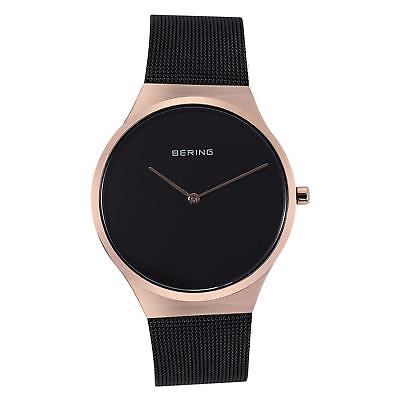 Bering Women's 38mm Black Steel Bracelet & Case Quartz Analog Watch 12138-166