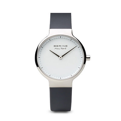 BERING Max Rene 31mm Polished Silver Case Grey Strap Womens Watch 15531-400