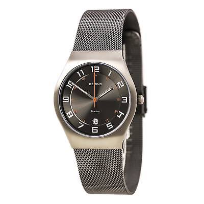 Bering 11937-007 Gent's Grey Titanium Bracelet Black Dial Watch