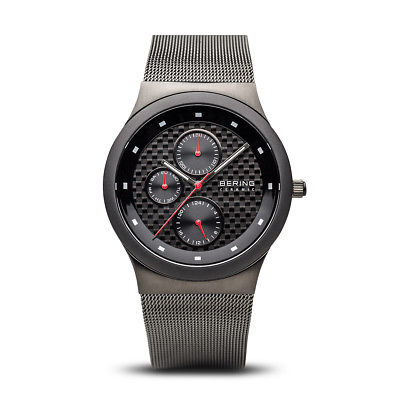 BERING Ceramic IP Gunmetal Multifunction Mesh Band Mens Watch 32139-309