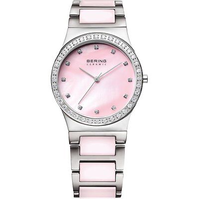 Bering Time Pink MOP Dial SS Two-Tone Ceramic Quartz Ladies Watch 32435-999