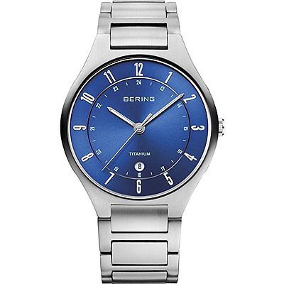 BERING 11739-707 Men's Watch Brushed Silver Titanium Blue Sunray Dial