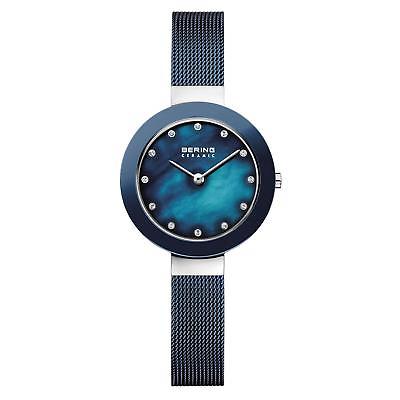 Bering Women's Ceramic 29mm Blue Steel Bracelet & Case Quartz Watch 11429-387