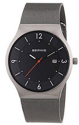 NWT New BERING Men's Solar Watch , Mesh Band , Milanese Grey , Model 14440-07