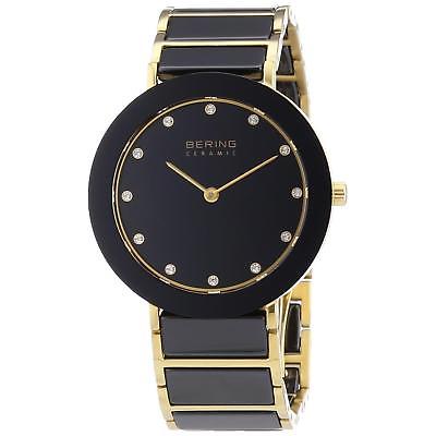 BERING WOMEN'S 35MM CERAMIC BAND GOLD PLATED CASE QUARTZ WATCH 11435-741