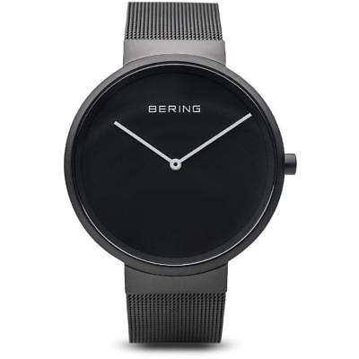 Mens Bering Black Stainless Mesh Band Black Dial Sapphire Slim Watch 14539-122