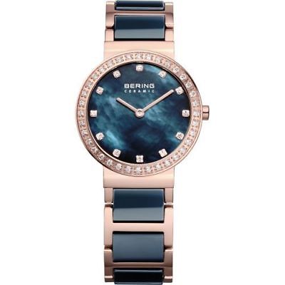 BERING 10729-767 Womens Watch Rose Gold Stainless Steel & Dark Blue Ceramic