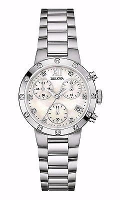 Bulova Women's 96R202 Diamond Chronograph Quartz Mother of Pearl Dial Watch