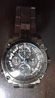 Bulova Precisionist 98B229 Gunmetal Steel Chronograph Tachymeter Watch