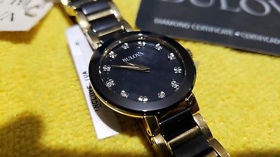 Bulova Diamond Women's 98P159 Quartz Two-Tone Ceramic and Stainless Steel Watch