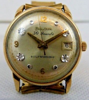 Vintage Bulova M6 30 Jewel Self Winding Waterproof Watch Diamond Date 10 COACD