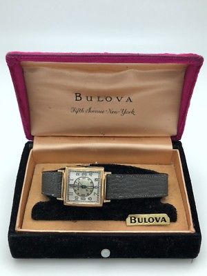BEAUTIFUL BULOVA 10K GOLD PLATED CASE STEEL BACK MANUAL WIND ALL ORIGINAL IN BOX
