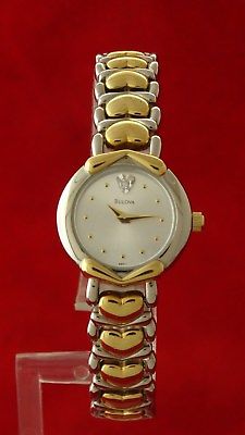 BULOVA Diamond Heart Two Tone 20mm Ladies Watch 98P11 QVC $199