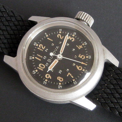 Mens Original 1958 Bulova Ordnance A17A Military Black Dial HACK SET 17j Watch
