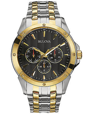 Bulova Men's 98C120 Quartz Black Dial Two-Tone Case and Bracelet 43mm Watch