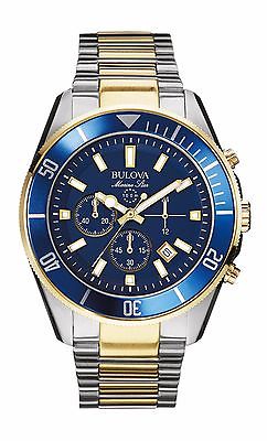 Bulova Men's 98B230 Marine Star Chronograph Quartz Blue Dial Two Tone Dive Watch