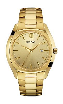 Bulova Men's 97B146 Quartz Champagne Dial Gold Tone Bracelet 42.5mm Watch