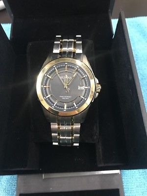 Bulova 98B273 Men's Precisionist Two Tone Stainless Steel Gray Dial Analog Watch