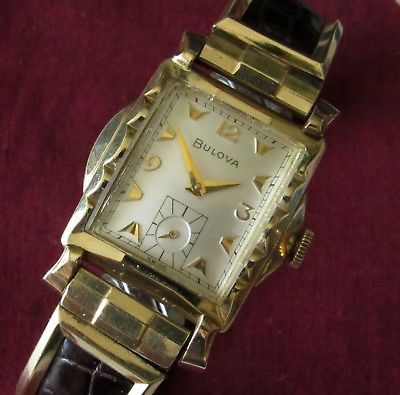 Vintage Bulova Men's Wristwatch 11AC 17 jewels 10K RGP bezel RUNS