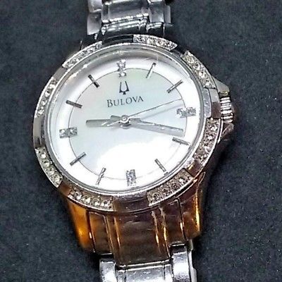 Bulova Tuning Fork Women's Watch B3 Crystal Bezel MOP Dial WR C8691142