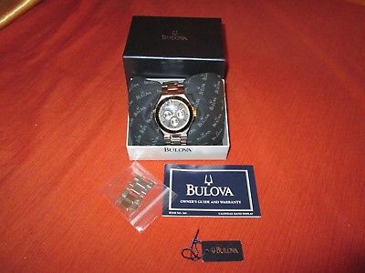 Bulova Men's Marine Star Watch Two-Tone Silver/Gold w Black face C9871451/98C004