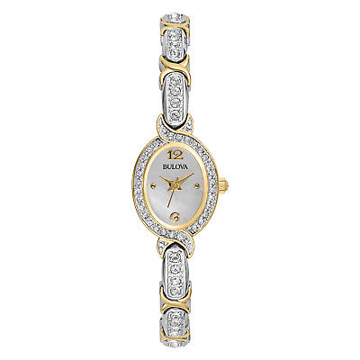 Bulova Women's 98L005 Silver and Gold Tone Crystal-Accented 17mm Watch