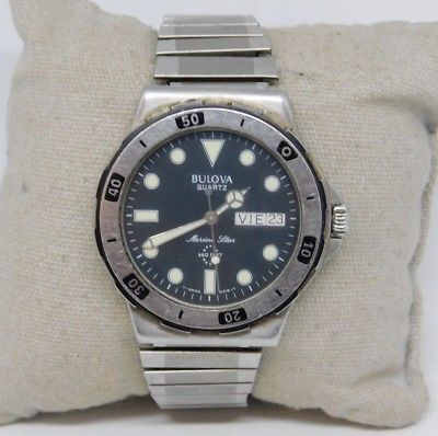 Bulova Quartz Marine Star WR 660 Feet Swiss Made Watch Sale As Is