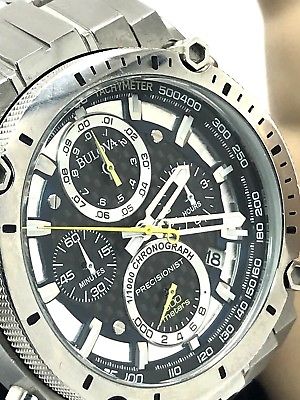 Bulova Precisionist Men's Chronograph 96B175 Quartz Black Dial SS 46mm Watch