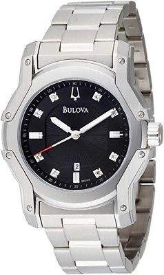 Slightly used Bulova Men's 96D109Diamond Black Dial Bracelet Watch