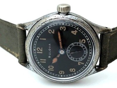 1940s Bulova Military ORD DEPT WW2 A-11 US ARMY AIR FORCE AF SERVICED BLACK DIAL