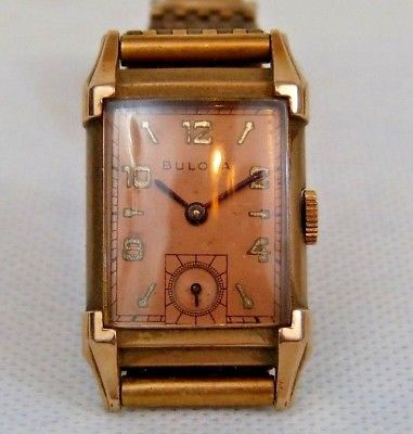 Vintage Bulova Men's Wristwatch 7AK 21 Jewels 14K Rose Gold Filled Case