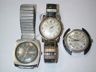 Bulova Assortment of Three (3) Vintage Men�s Wristwatches. 92G