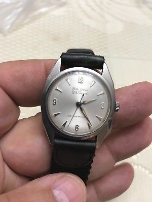 vintage Bulova Mens 1954 silver case wristwatch 23 Jewels